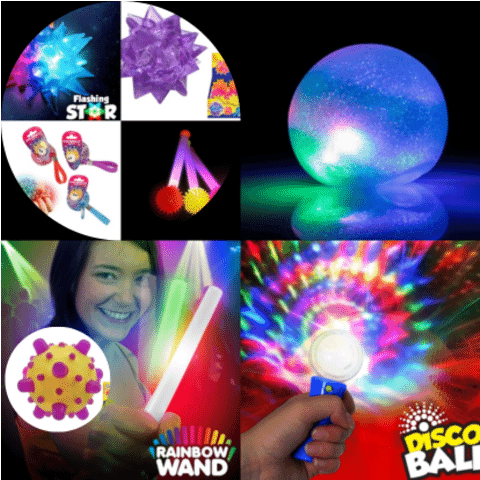 4 Pack of Fiber Optic Light Up Wands with Magic Glowing Flashing LED Disco  Ball