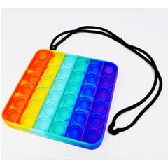 Pop It Sensory Bubble Fidget Toy - Rainbow With Lanyard