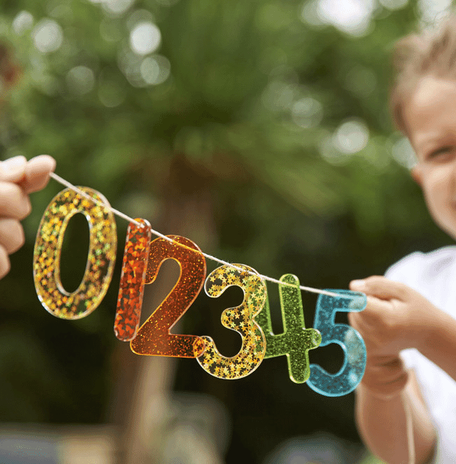 Rainbow Glitter Numbers - Set of 14