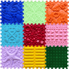 Orto Nature Rainbow Medley Sensory Puzzle Playmats (25cmx25cm) Set of 9