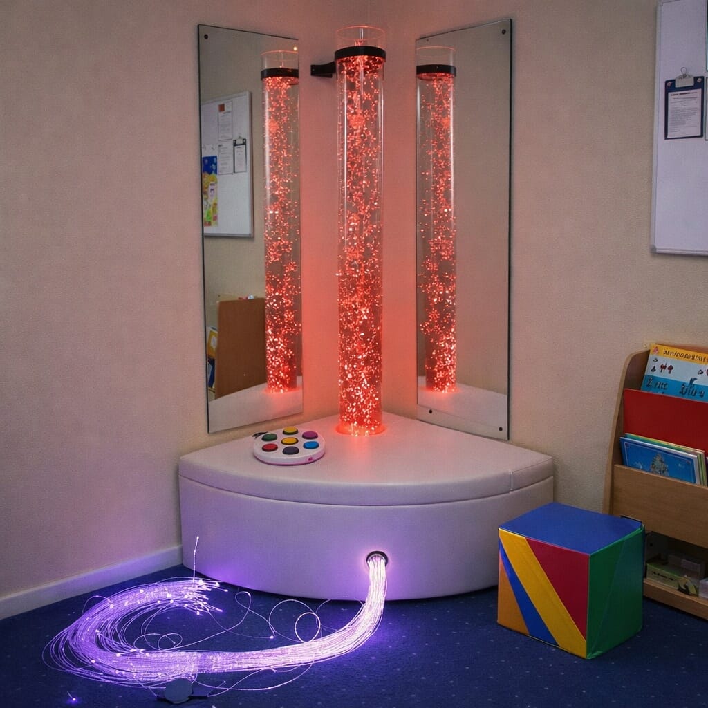 Sensory Corner Kit with Bubble Tube (150cm) and Fibre Optic Tails